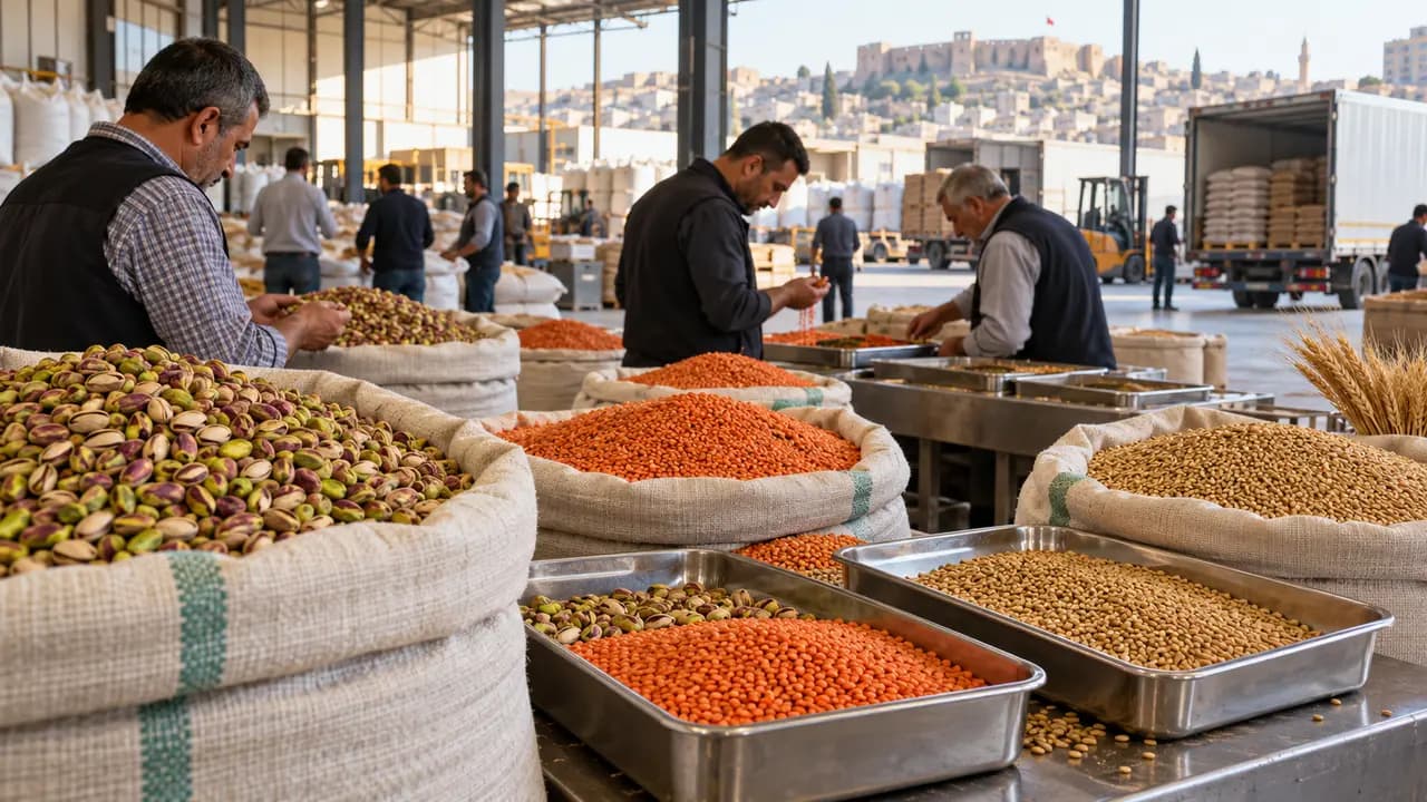 Gaziantep'te hububat, bakliyat ve Antep fıstığı ticaretini temsil eden temsili görsel